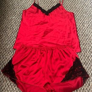 Secret Treasures, red lace PJ set